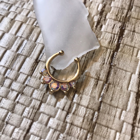 Jewelry - Gold plated AB gem faux septum ring septum hanger